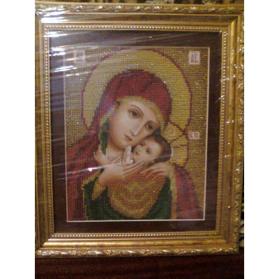 Kasper Mother Mary Beads Embroidered Icon